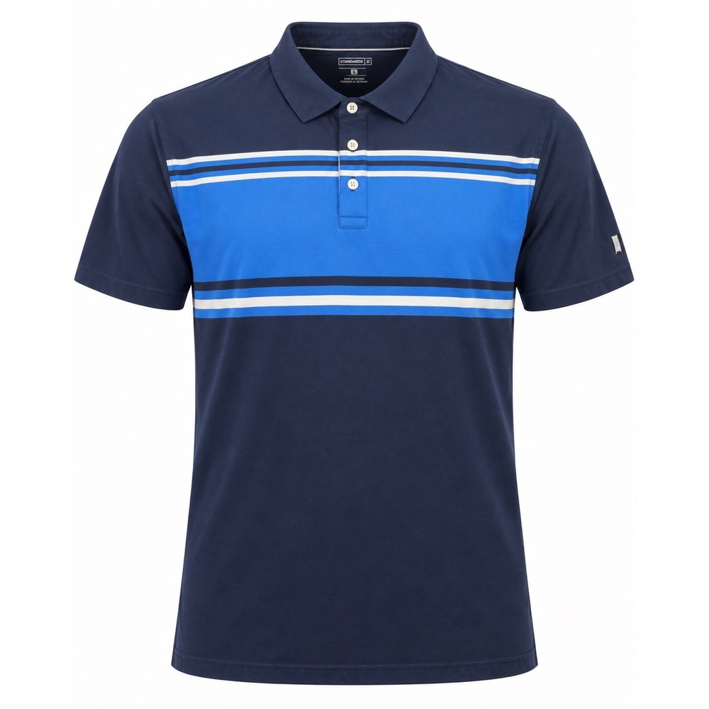 Nike Golf Dri-FIT Polo Shirt Mens XL Navy Blue Royal Striped Standard Fit 0135